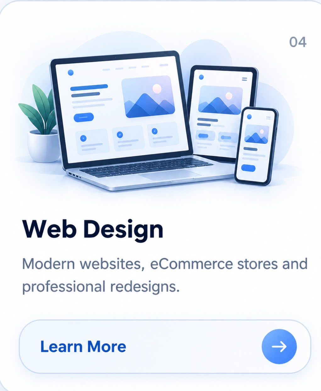 Responsive website design shown on a laptop, tablet and phone