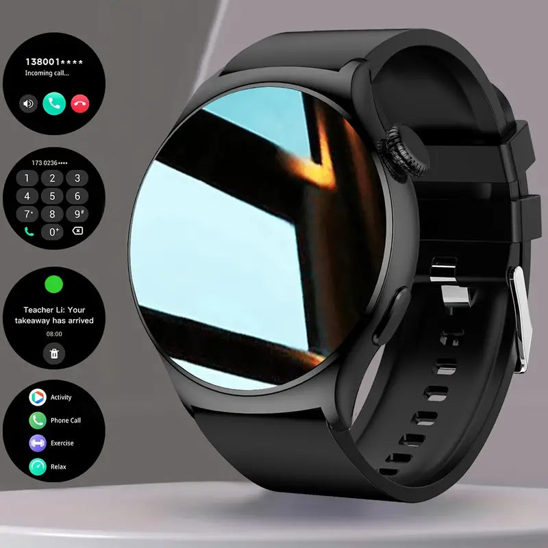 Black Silicone Smart Watch with Wireless Call and Sports Mode - Image 2