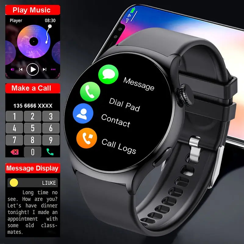 Black Silicone Smart Watch with Wireless Call and Sports Mode - Image 5