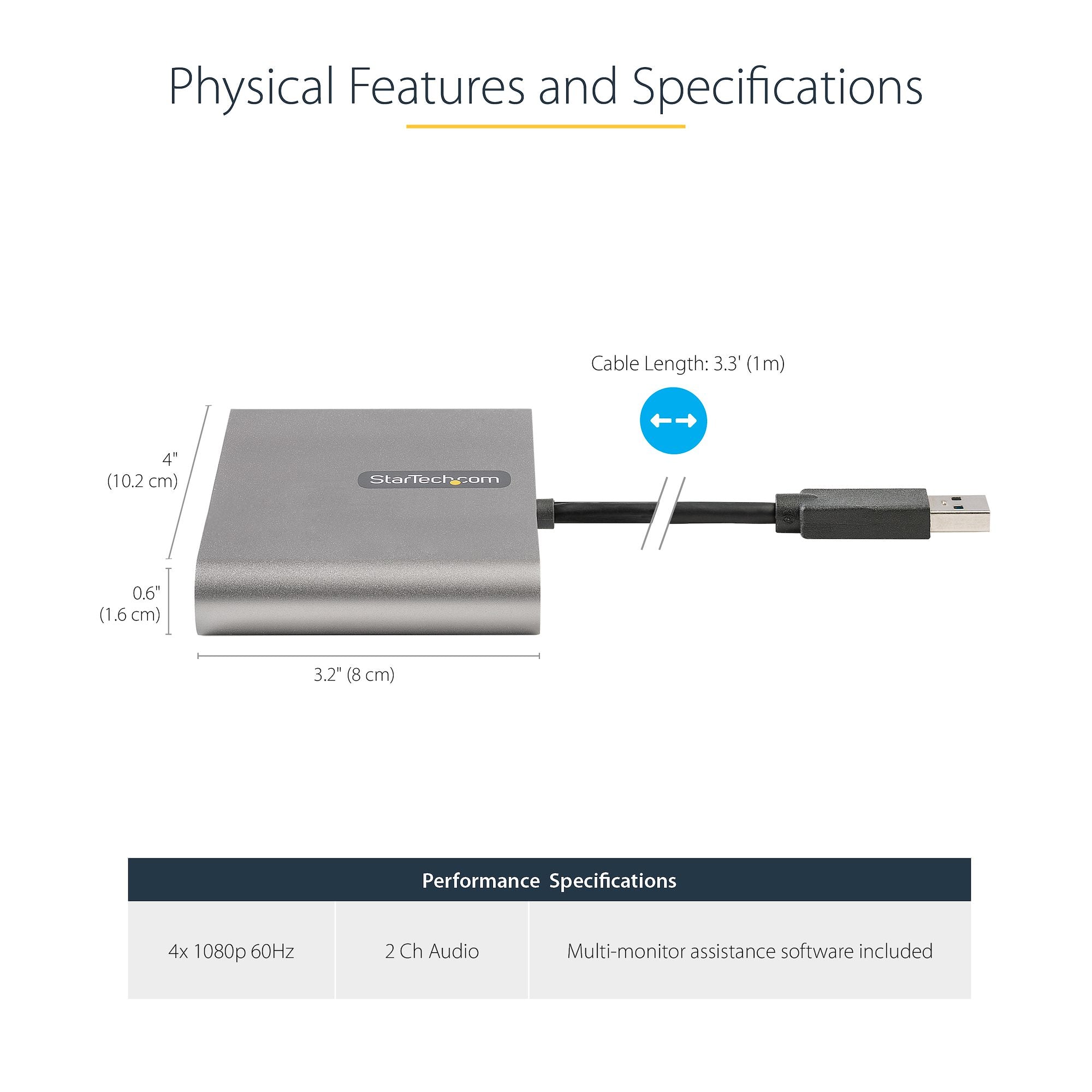 Star Tech USB 3.0 to Quad HDMI Adapter, USB to 4x HDMI Monitor Converter for Windows (no support for macOS/ChromeOS/Linux) - TAA - Image 5