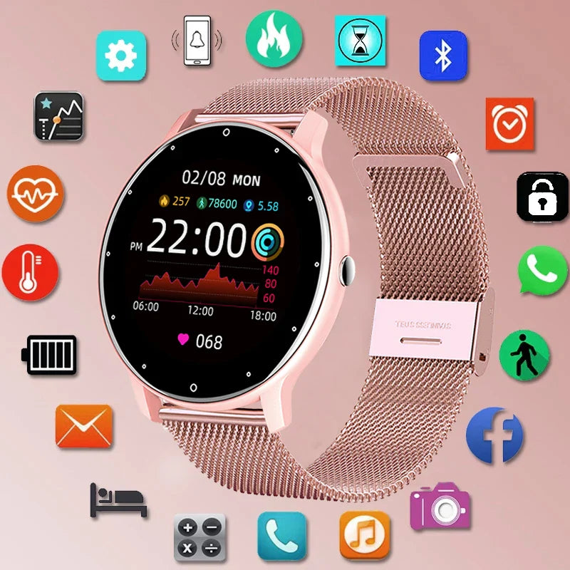 Smart Watch Full Touch Screen Sports for Women (Pink) - Image 2