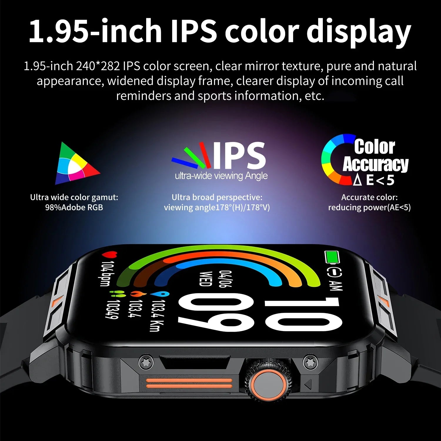 Military Smart Watch Fitness Health Monitor Bluetooth (Black) - Image 3