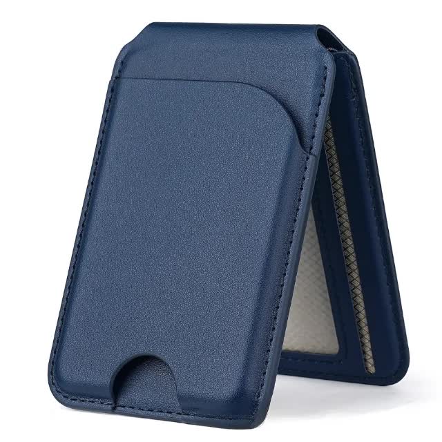 NNEDSZ Dark Blue MagSafe Magnetic Wallet with Stand - PU Leather Card Holder for iPhone