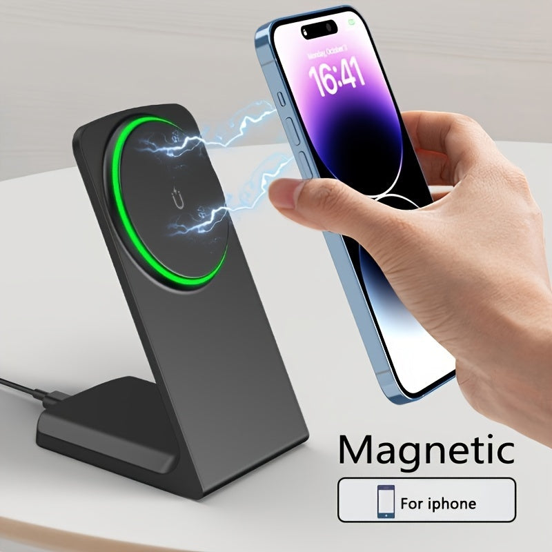 NNETM Magnetic Wireless Charger 15W Fast Charging Stand for iPhone Earbuds - Image 2
