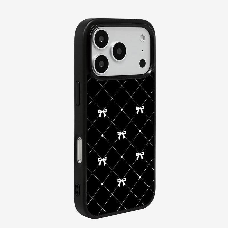 Casey Gilded Pearl Bow Black Magnetic Matte Phone Case Anti Fingerprint Protective Cover - Image 2