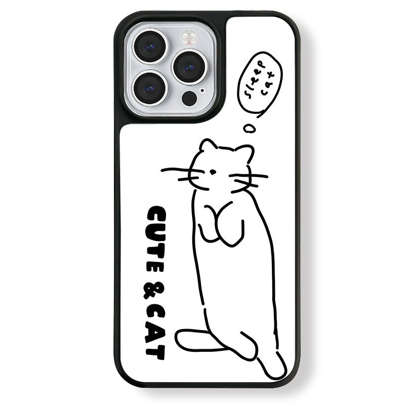 Casey Sleepy Cat Minimalist Line Art AG Matte Phone Case  Slim MagSafe Anti Fingerprint TPU Protective Cover